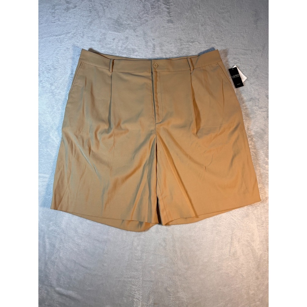 Lauren‎ Ralph Lauren Shorts Women's 22W Belted Stretch Tan Bermuda Chino Pleated